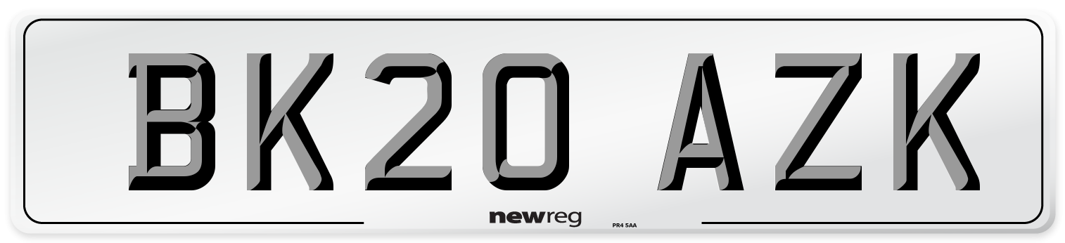 BK20 AZK Number Plate from New Reg